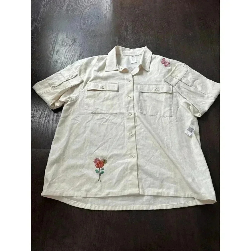 Disneyland Grow Happiness Gardening Button Up Shirt Size XXL Unisex nwt  b25‎